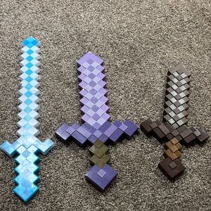 Pixelated Sword Playset - Blue, Purple, and Brown